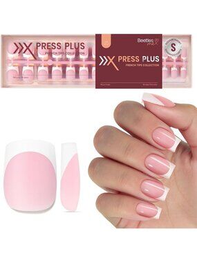 150 Pcs Short Square Pink French Tip Press-On Nails for Easy Nail Art